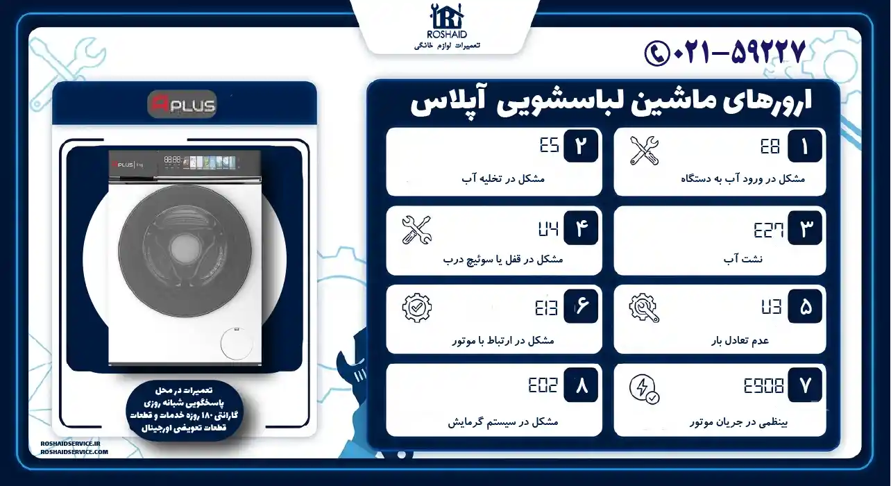 ارورهای ماشین لباسشویی آپلاس